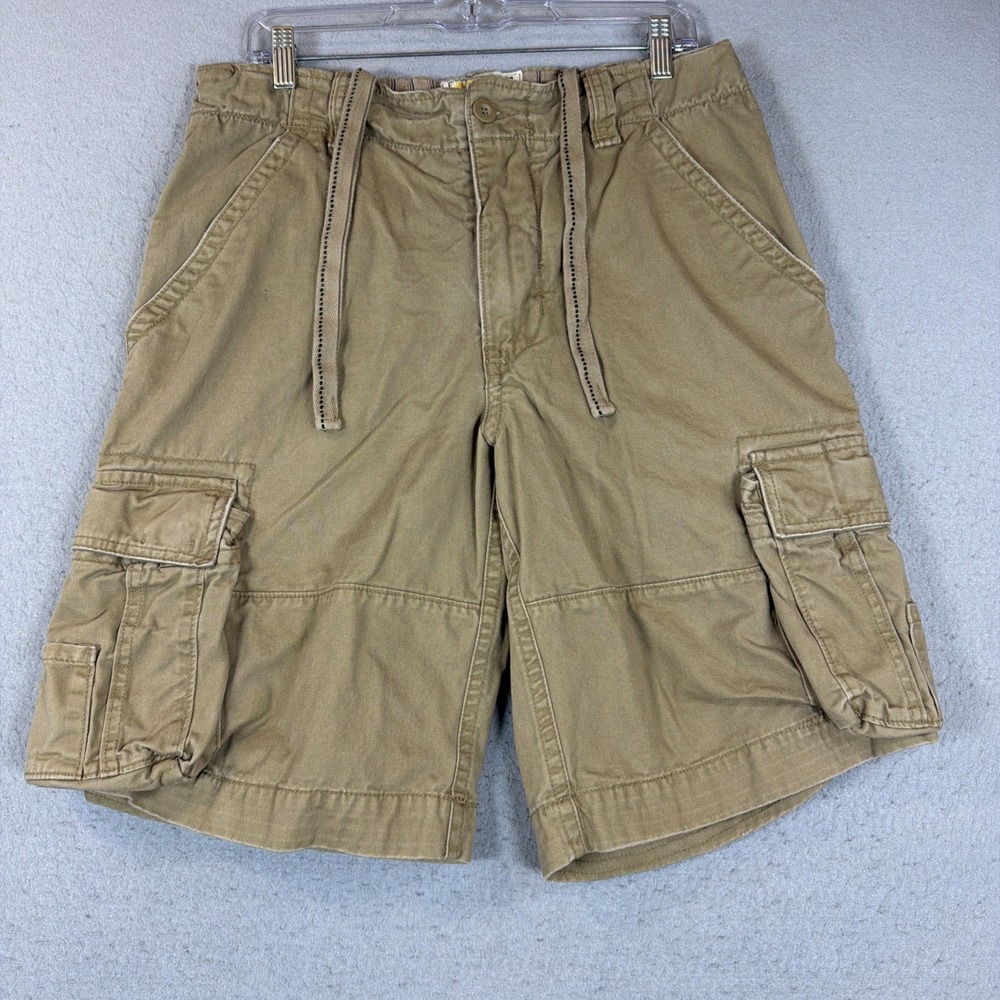 No Boundaries Cargo Shorts Mens 36 Brown Good Vintage Bomber Style Twill Utility